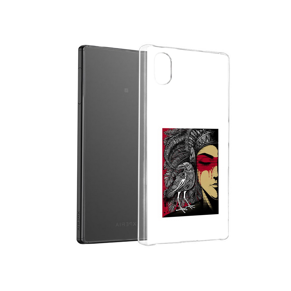 

Чехол MyPads Tocco для Sony Xperia X девушка с вороном в абстракции, Прозрачный, Tocco