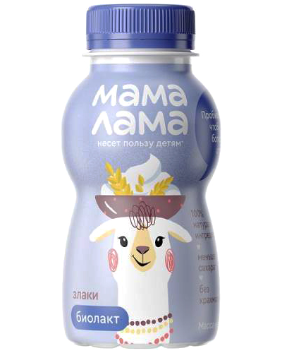 

Напиток Мама лама биолактозный со злаками 2.5% 200 г