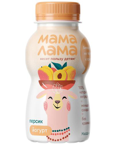 Йогурт Мама Лама питьевой с персиком 2.5% 200 г