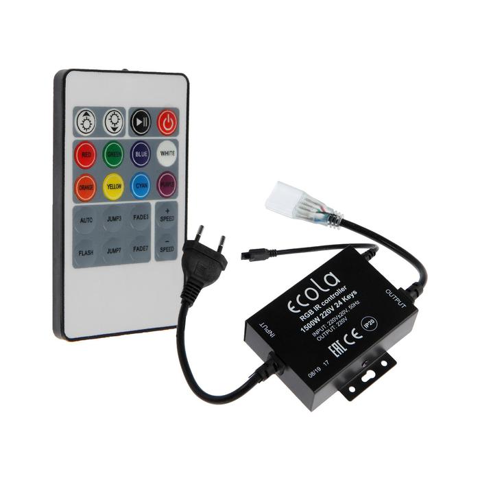 

Контроллер Ecola для RGB ленты 16x8 мм, 220 В, 1000 Вт, пульт ДУ