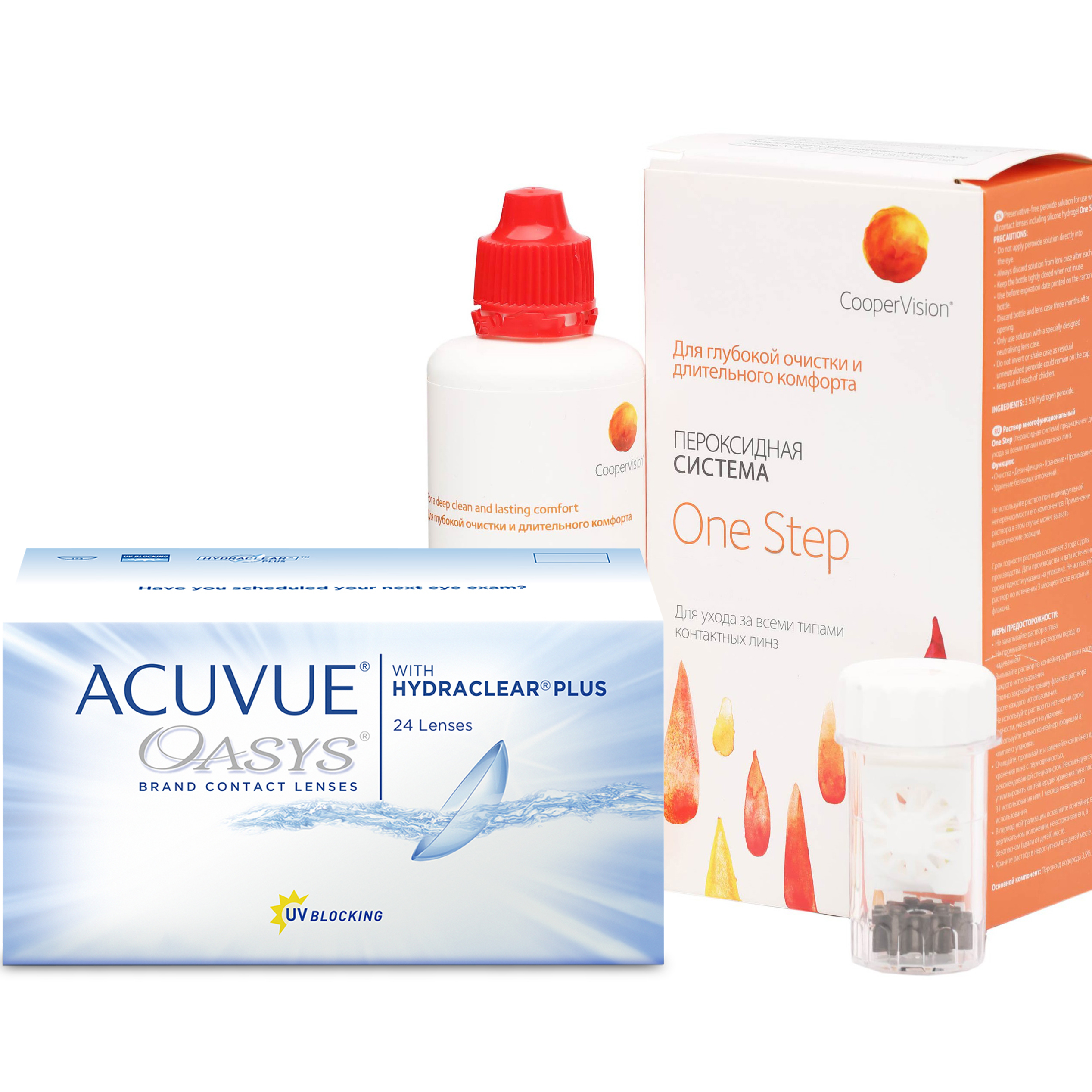фото Контактные линзы acuvue oasys with hydraclear plus 24 линзы r 8.8 -2,75 + one step 360 мл