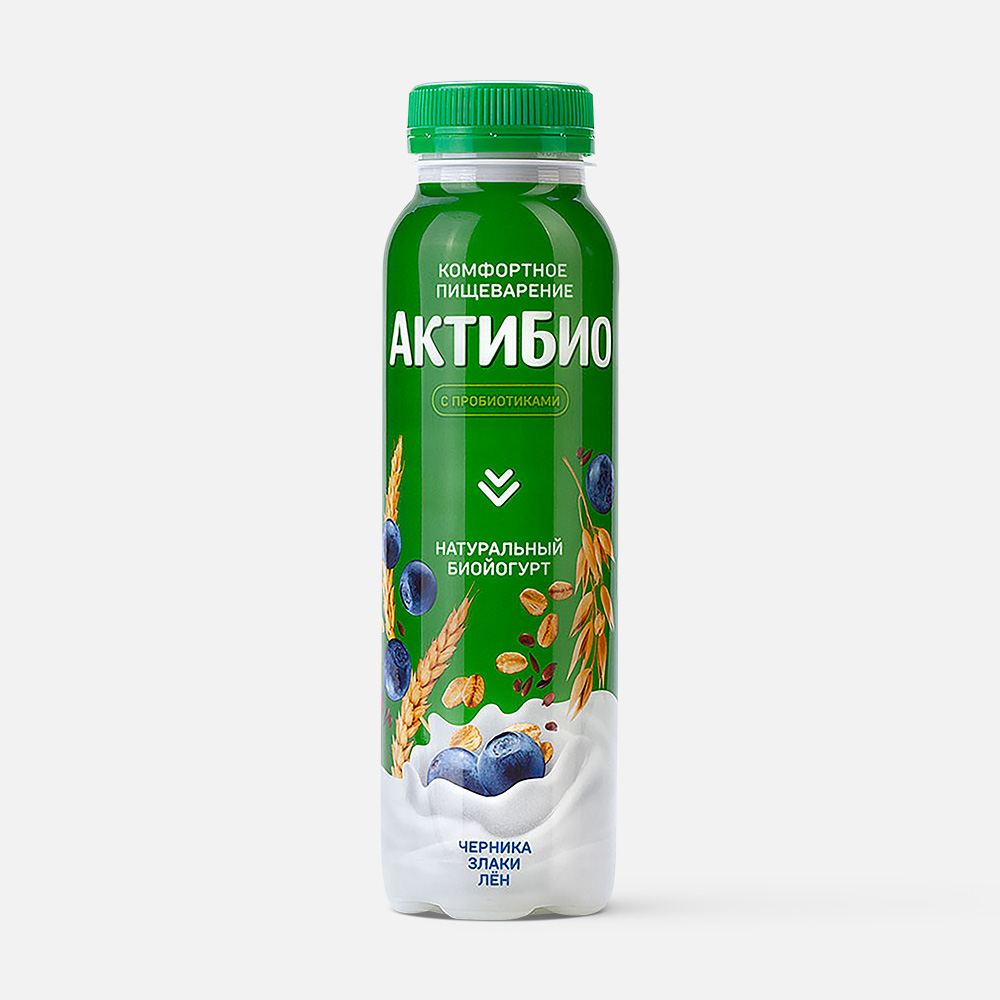Йогурт АктиБио питьевой с черникой и 5 злаками 1,6% 260 г