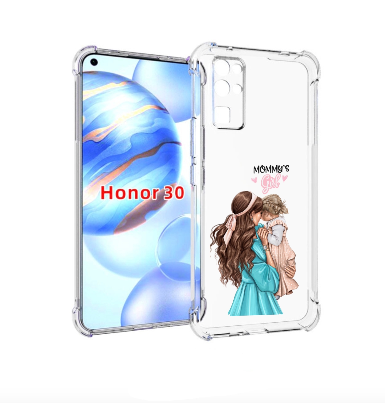 

Чехол бампер MyPads Мама-девочки женский для Honor 30 (BMH-AN10), Прозрачный, Tocco