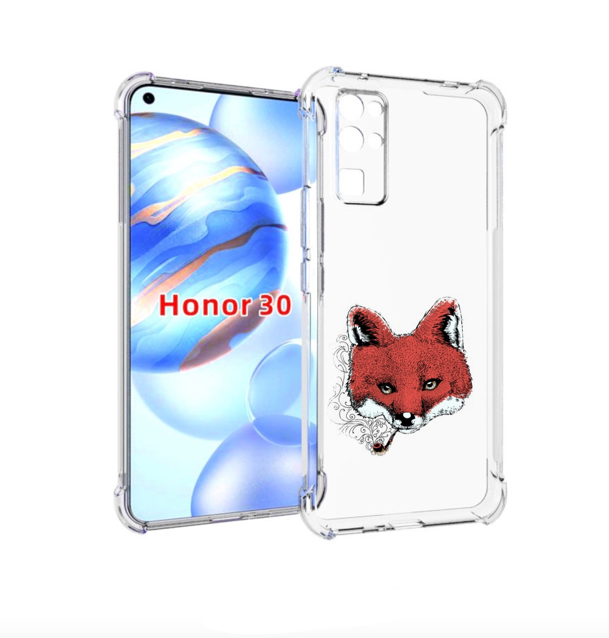 

Чехол бампер MyPads Лис с трубкой для Honor 30 (BMH-AN10) против, Прозрачный, Tocco