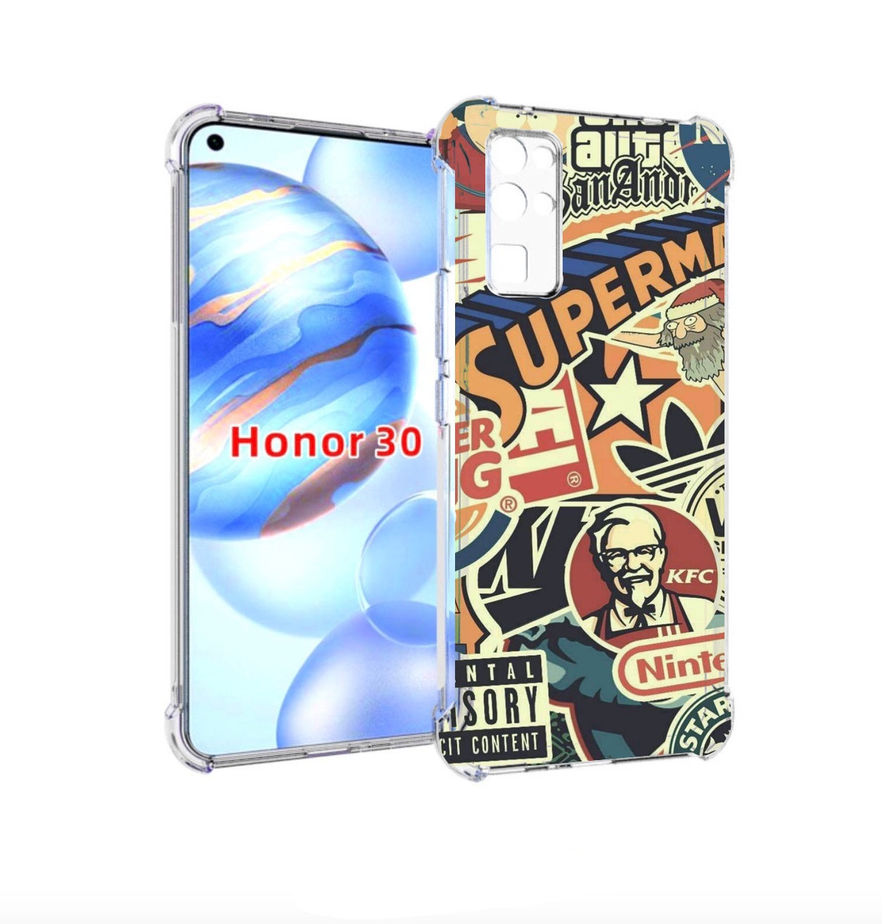 

Чехол бампер MyPads Лейблы-на-постере для Honor 30 (BMH-AN10) пр, Прозрачный, Tocco