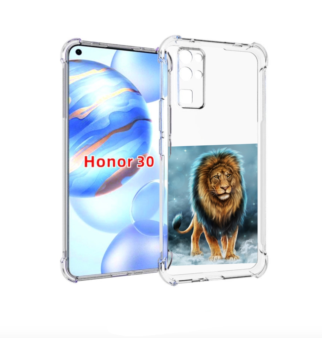 

Чехол бампер MyPads Лев-в-тумане для Honor 30 (BMH-AN10) противо, Прозрачный, Tocco