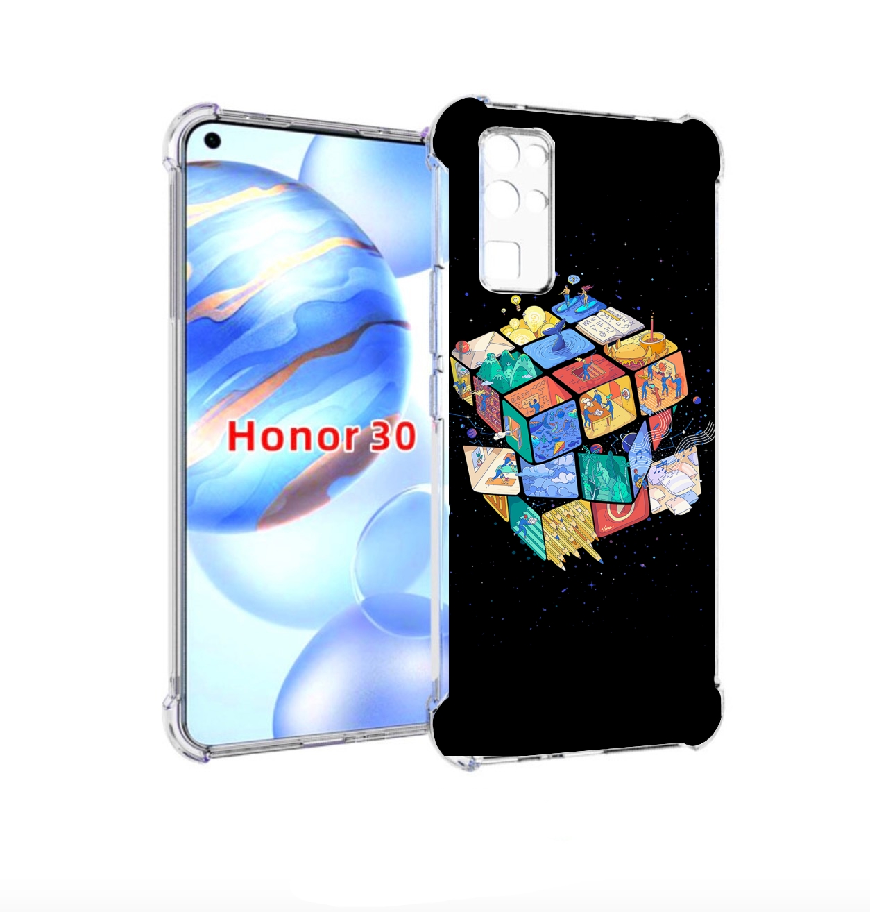 

Чехол бампер MyPads Кубик-Рубика для Honor 30 (BMH-AN10) противо, Прозрачный, Tocco