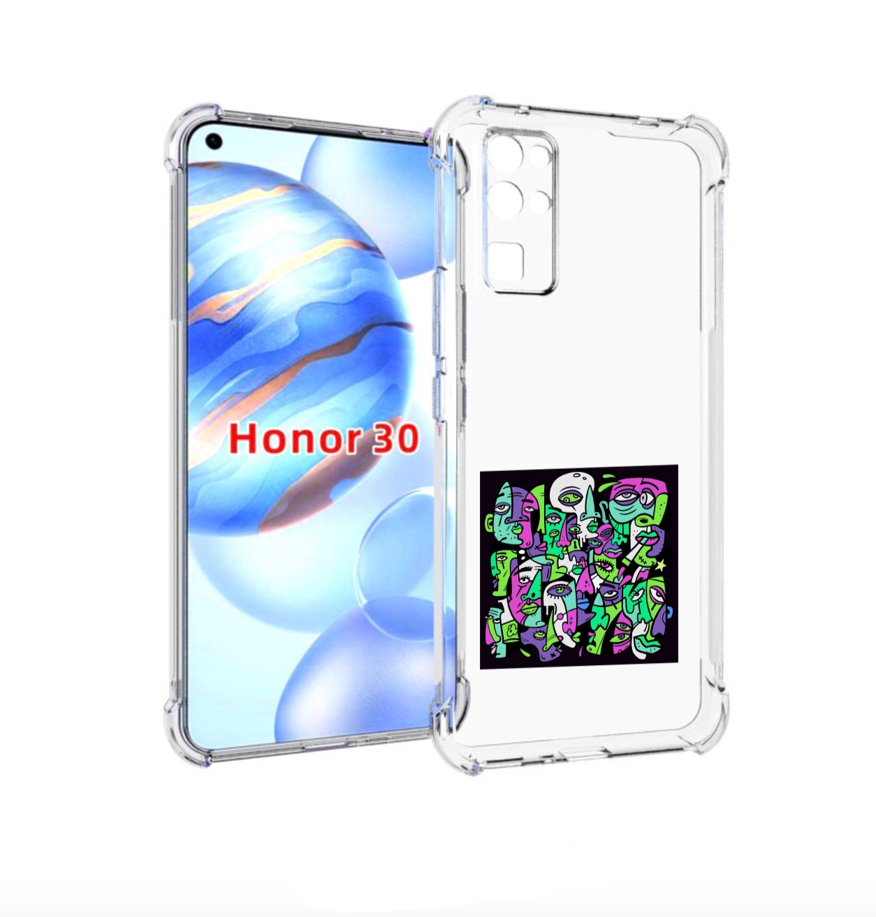 

Чехол бампер MyPads Кривой эфир ATL для Honor 30 (BMH-AN10) прот, Прозрачный, Tocco