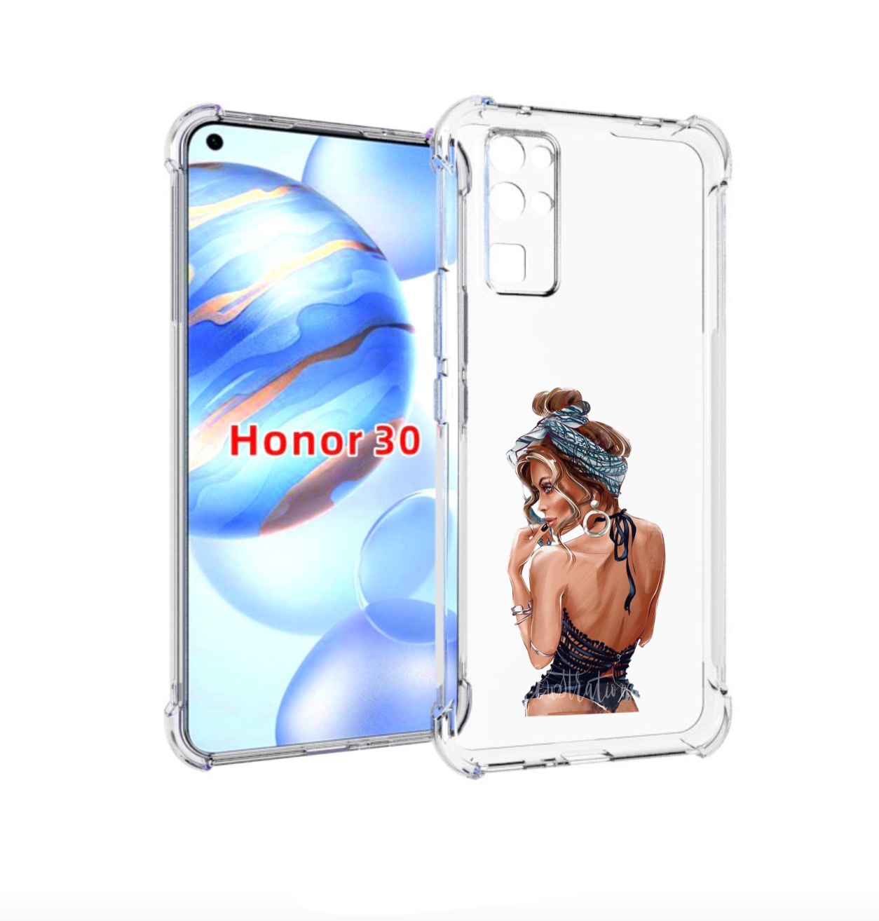 

Чехол бампер MyPads Красивая-дама женский для Honor 30 (BMH-AN10, Прозрачный, Tocco
