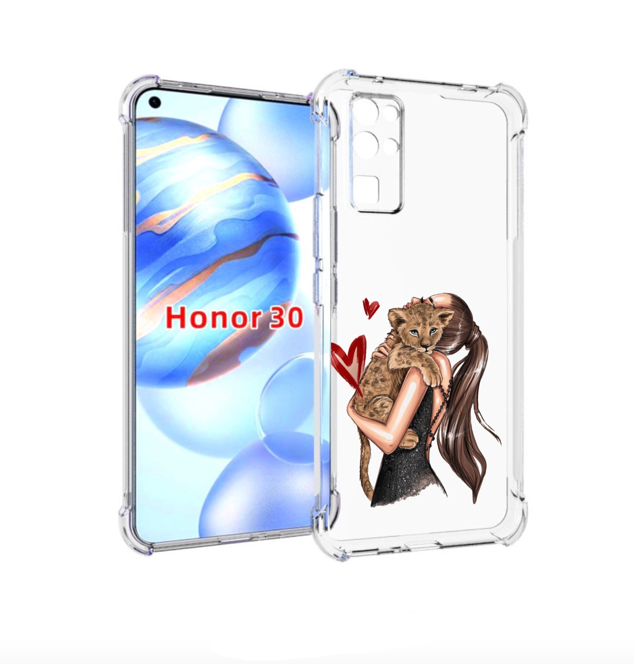 

Чехол бампер MyPads Кошачья-любовь для Honor 30 (BMH-AN10) проти, Прозрачный, Tocco
