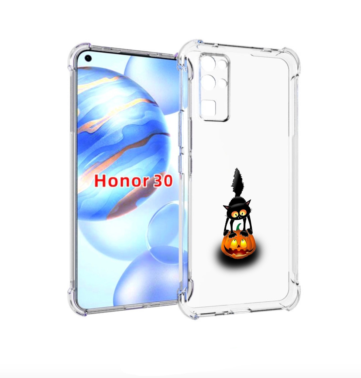 

Чехол бампер MyPads Котик с тыквой для Honor 30 (BMH-AN10) проти, Прозрачный, Tocco