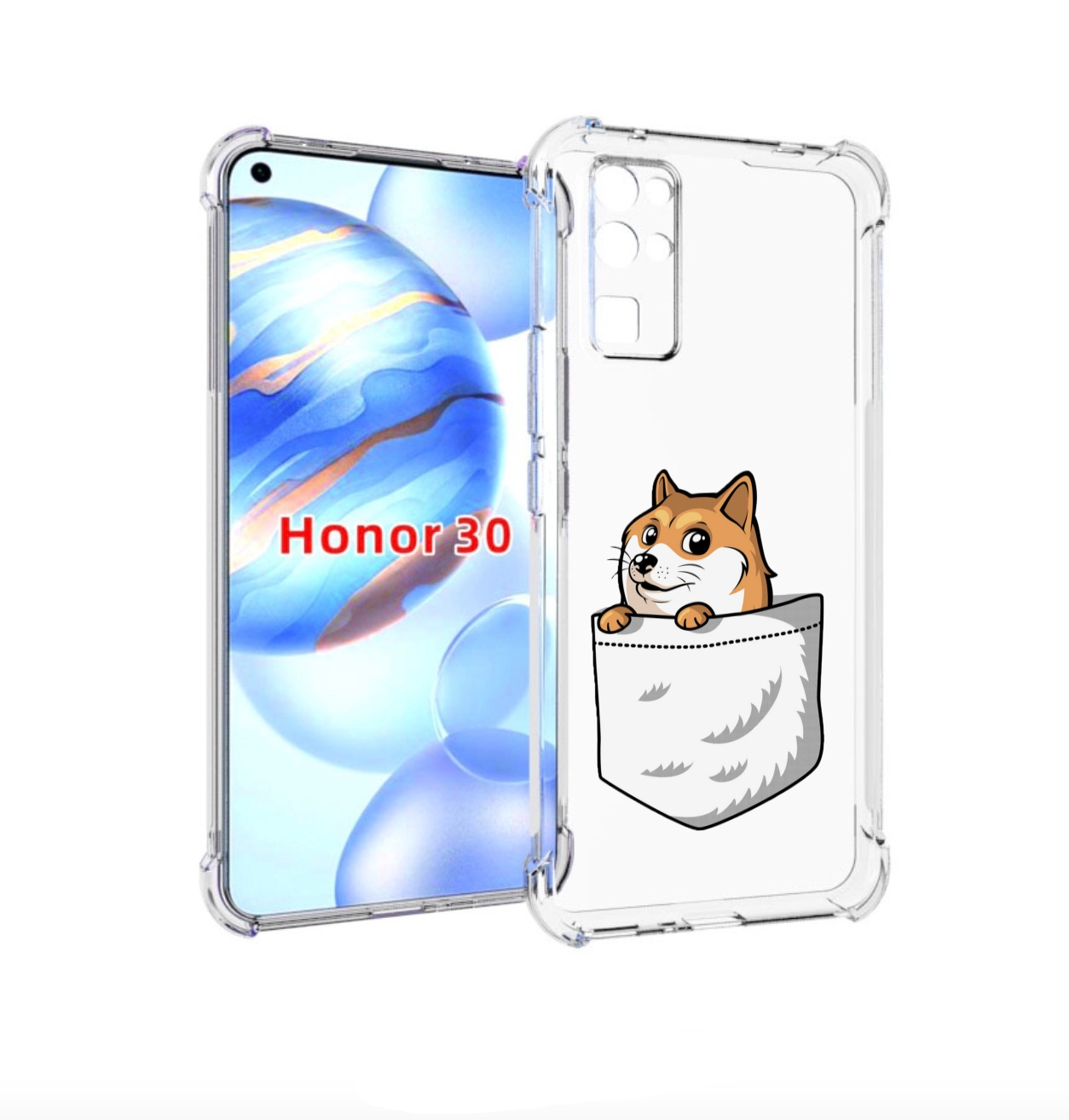 

Чехол бампер MyPads Корги в кармане для Honor 30 (BMH-AN10) прот, Прозрачный, Tocco