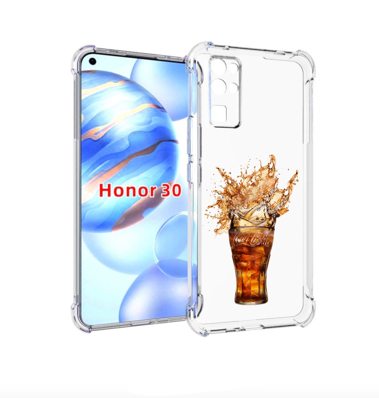 

Чехол бампер MyPads Кола-в-стакане для Honor 30 (BMH-AN10) проти, Прозрачный, Tocco