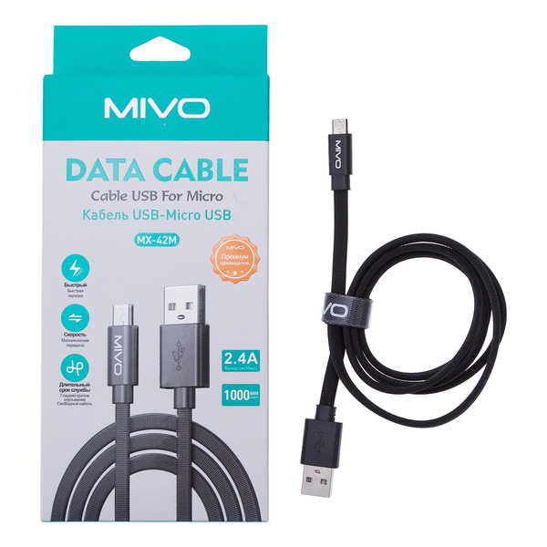 фото Кабель micro usb - usb mivo 1 м черный