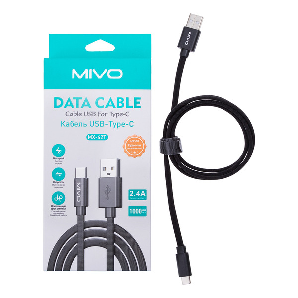 фото Кабель usb type-c - usb mivo 2 м черный