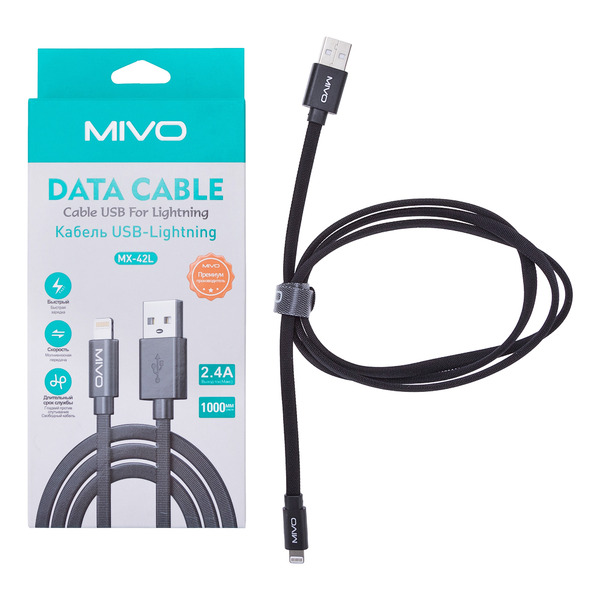 Кабель lightning - usb Mivo 1 м черный