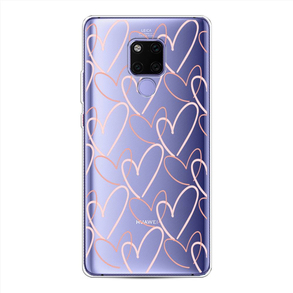 

Чехол для Huawei Mate 20X "Узор из сердечек", Розовый;бежевый, 66950-6