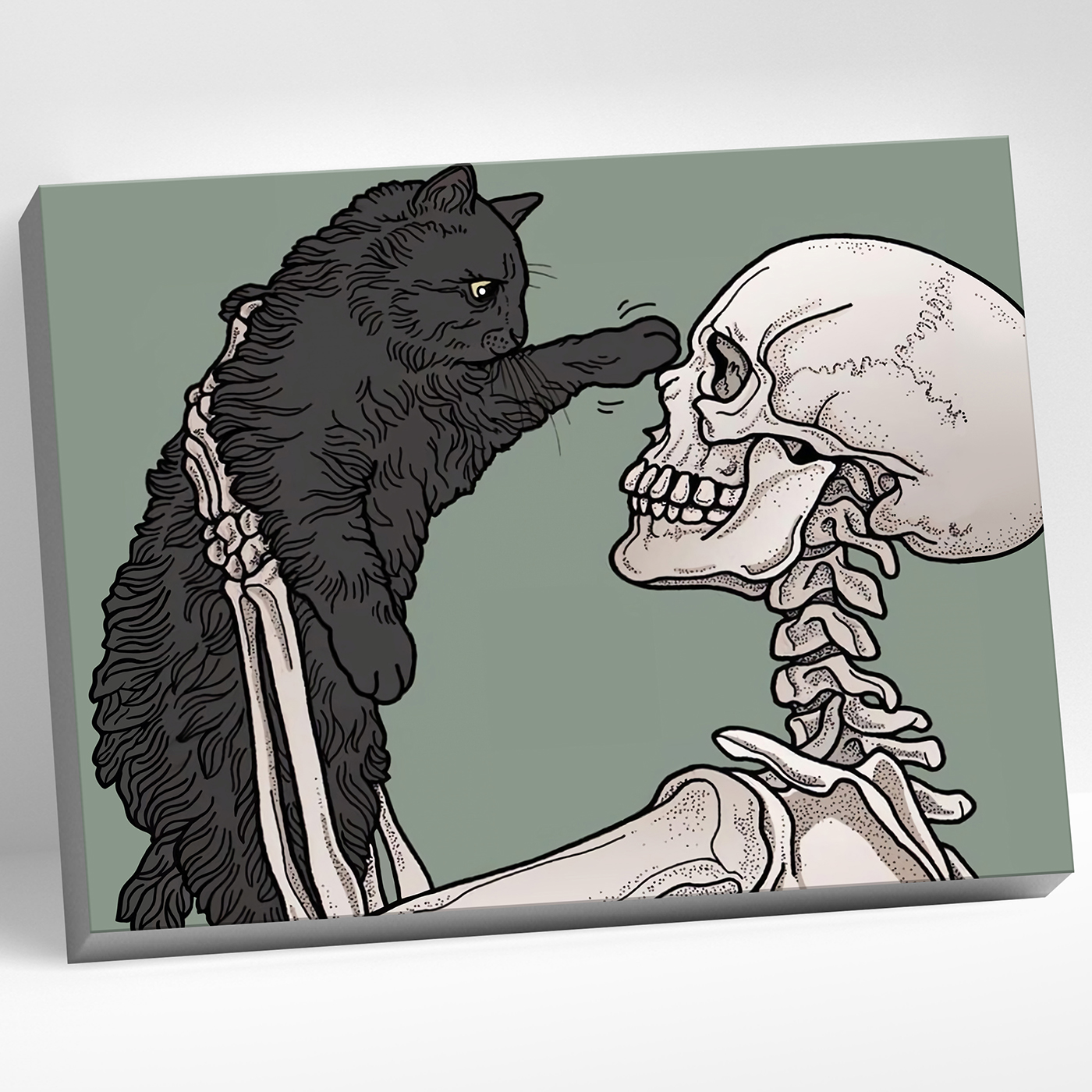 

Картина по номерам Скелет с котиком. HR0303, Скелет с котиком