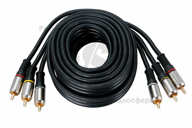 

Шнур 3RCA-3RCA 5м REXANT gold/metall