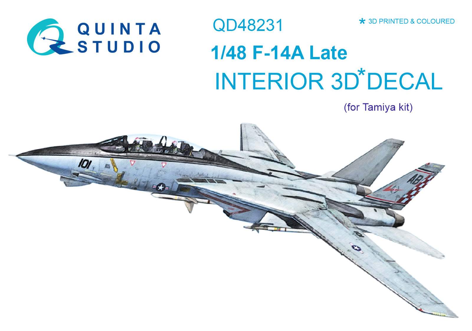 3D Декаль интерьера Quinta Studio 1/48 кабины F-14A Late(для модели Tamiya)QD48231