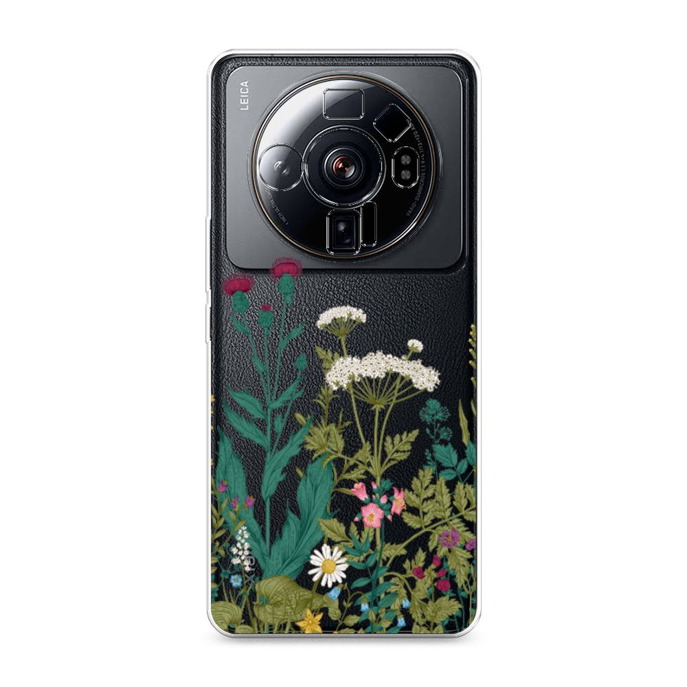 

Чехол на Xiaomi 12S Ultra "Дикие полевые цветы", Зеленый;розовый;белый, 314550-2