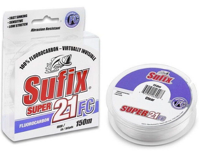 

Леска флюорокарбон SUFIX SUPER 21 FLUOROCARBON, кусачки RAPALA DS1IN018024B2S 150м 0,16мм, Прозрачный