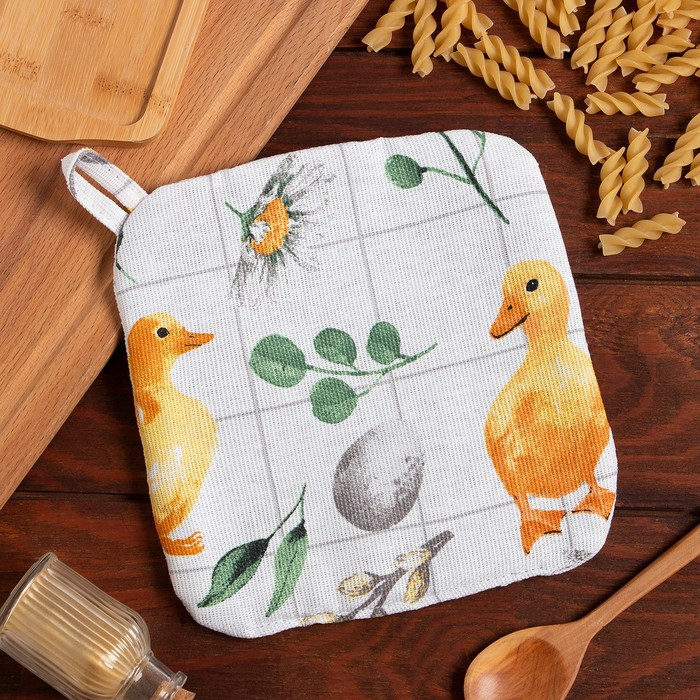 

Приxватка Доляна Duckling 19x19 см, 100% xл, ватин 250 г/м2, Белый;желтый;зеленый