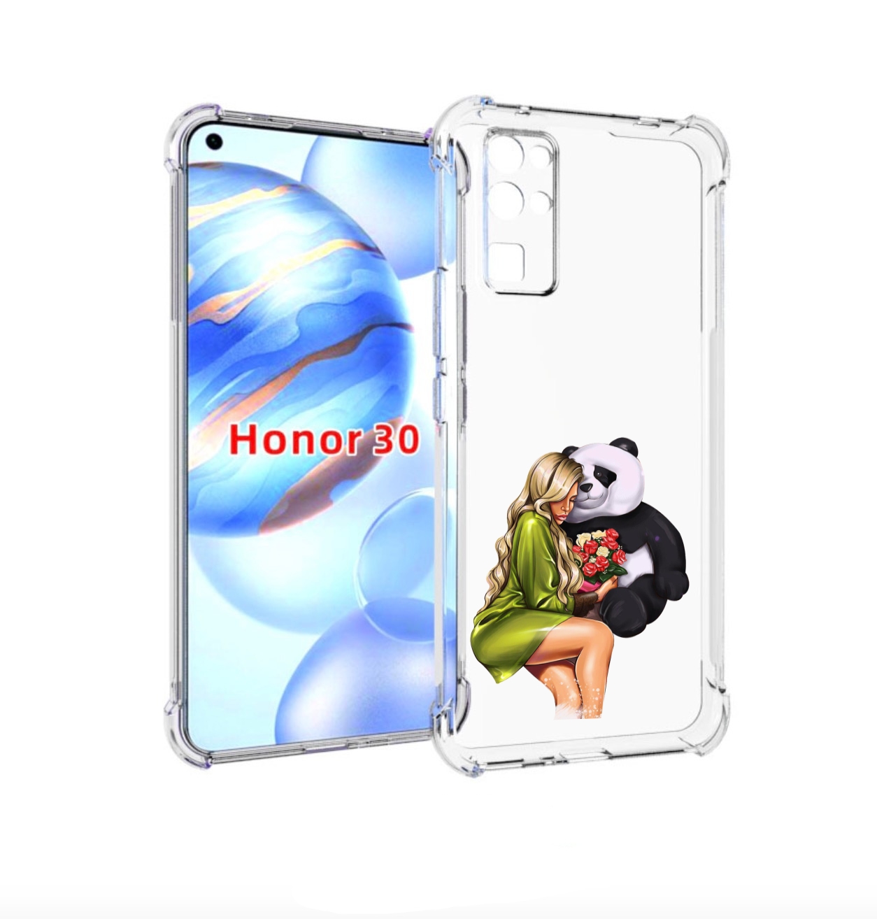 

Чехол бампер MyPads Девушка-с-пандой-с-букетом женский для Honor, Прозрачный, Tocco