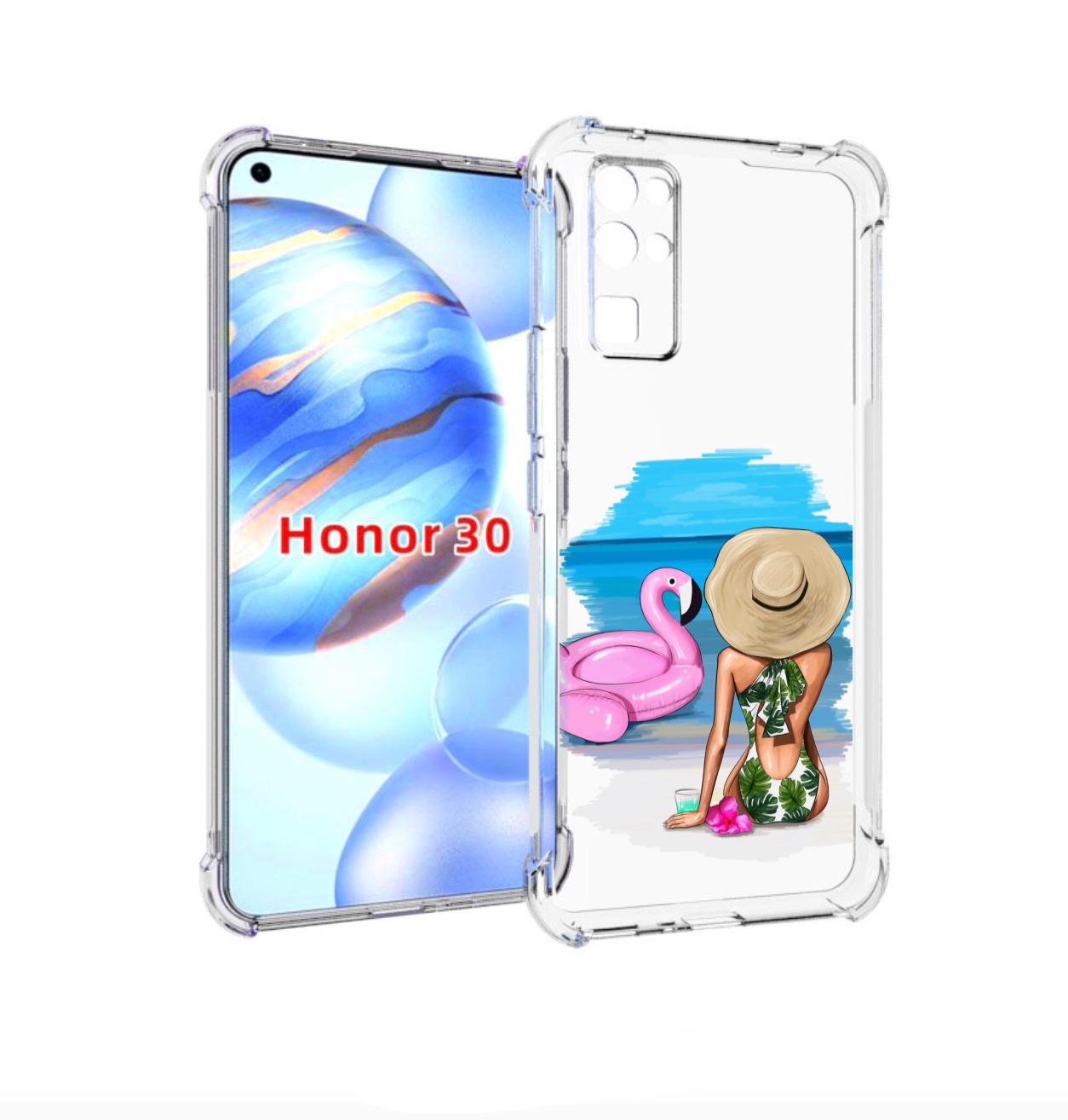 

Чехол бампер MyPads Девушка-и-фламинго женский для Honor 30 (BMH, Прозрачный, Tocco