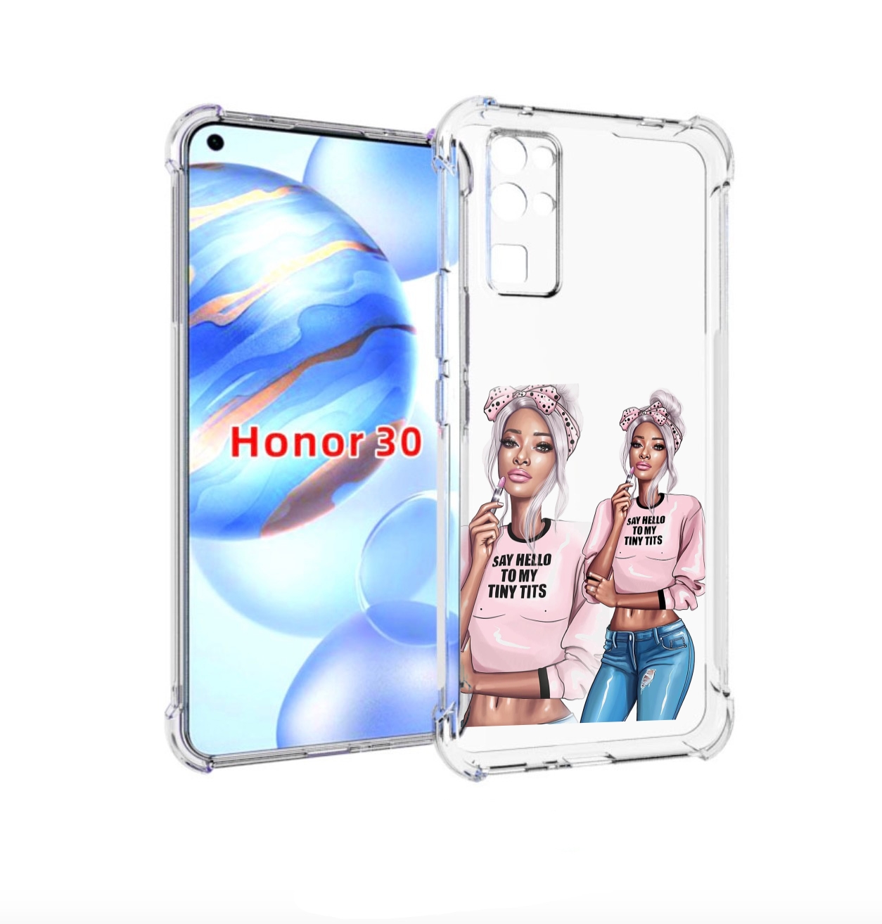 

Чехол бампер MyPads Девушка-в-розовой-футболке женский для Honor, Прозрачный, Tocco