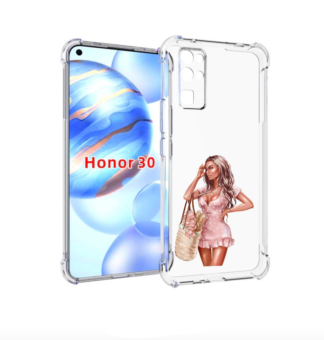 

Чехол бампер MyPads Девушка-в-мини-платье женский для Honor 30 (, Прозрачный, Tocco