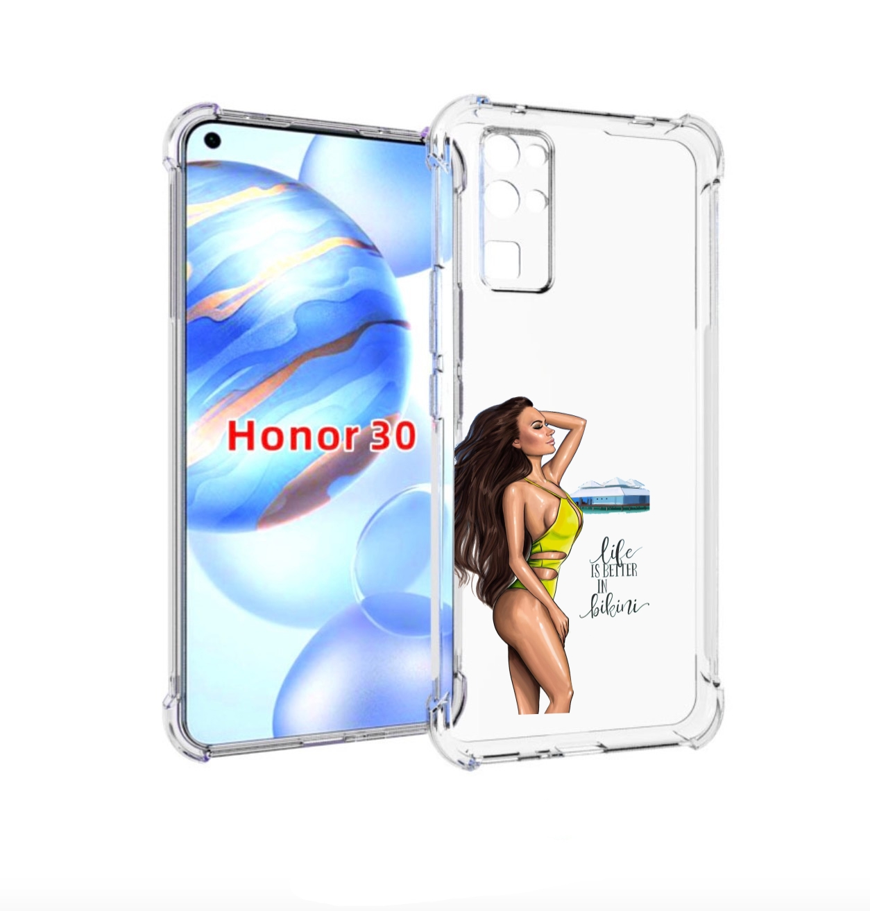 

Чехол бампер MyPads Девушка-в-купальнике для Honor 30 (BMH-AN10), Прозрачный, Tocco