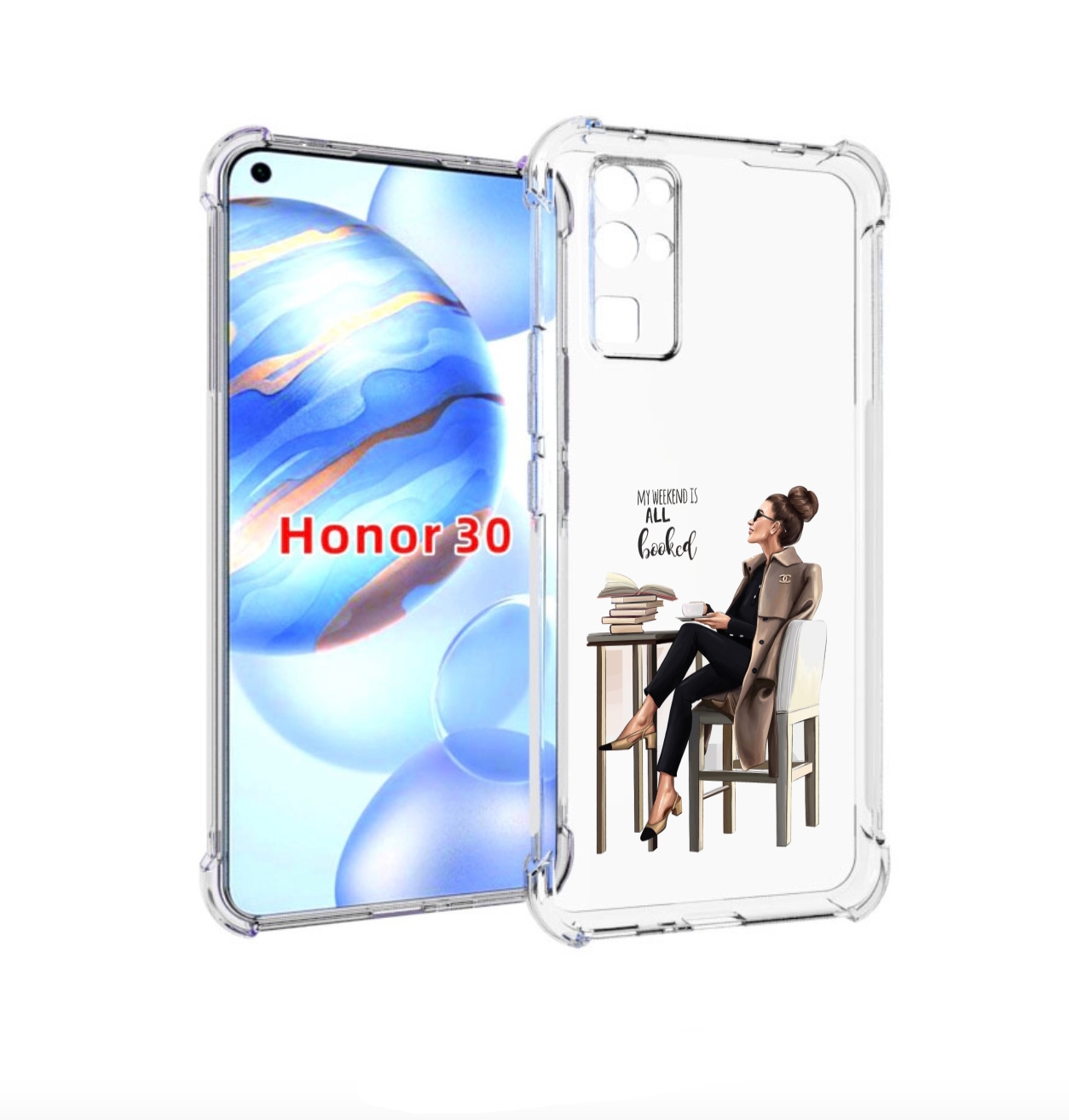 

Чехол бампер MyPads Девушка-в-кофейне для Honor 30 (BMH-AN10) пр, Прозрачный, Tocco