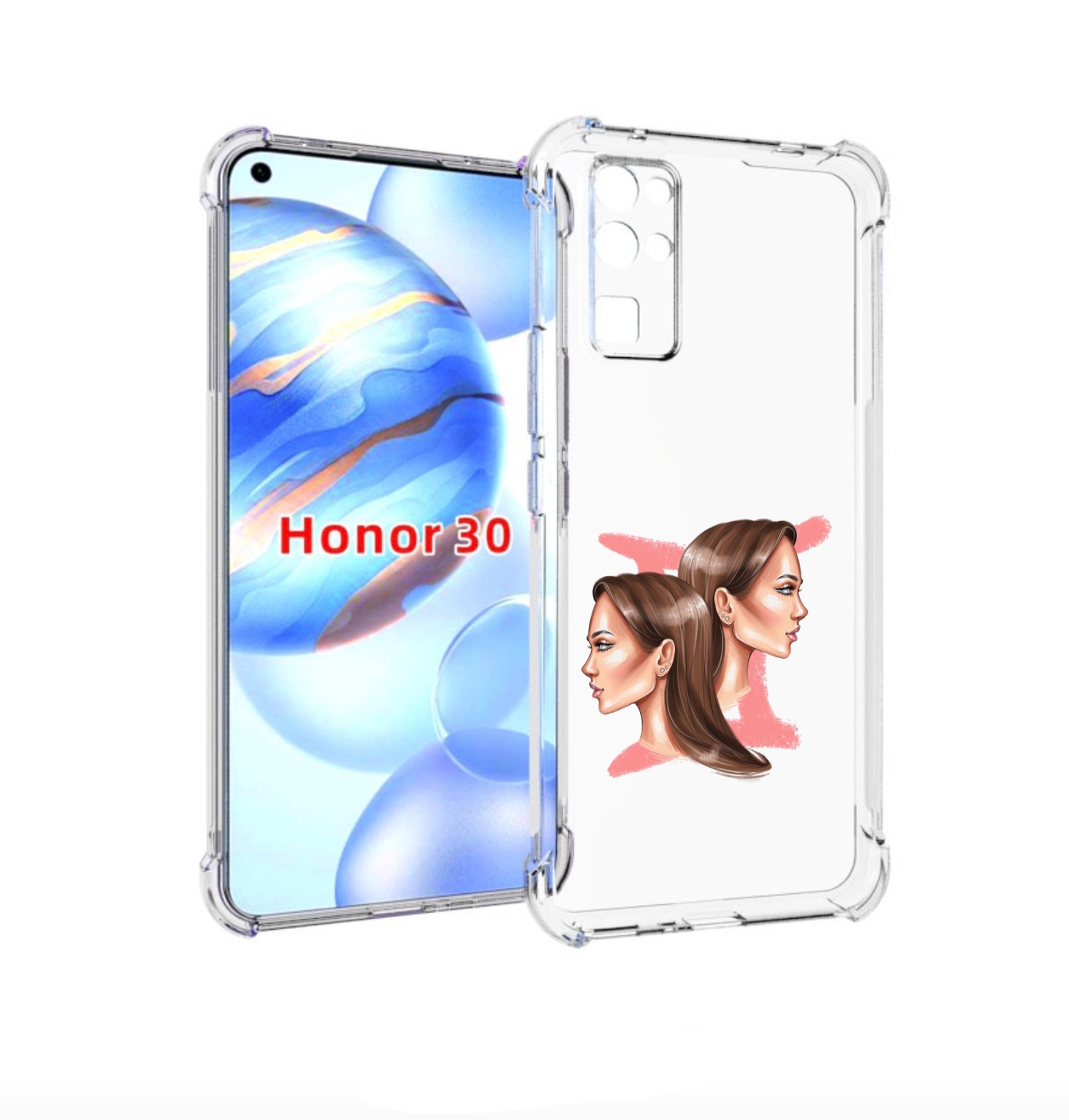 

Чехол бампер MyPads Девушка-Близнецы женский для Honor 30 (BMH-A, Прозрачный, Tocco