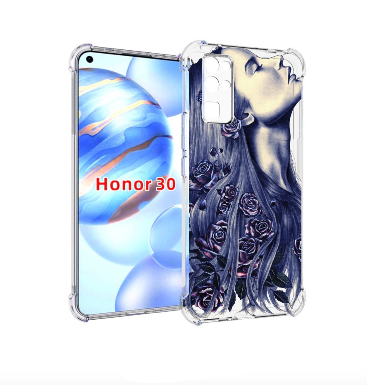 

Чехол бампер MyPads Девушка с розами женский для Honor 30 (BMH-A, Прозрачный, Tocco