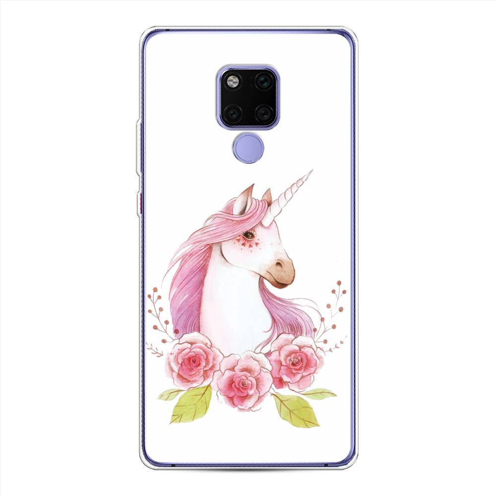

Чехол для Huawei Mate 20X "Единорог цветы", Белый;розовый;серый, 66950-1