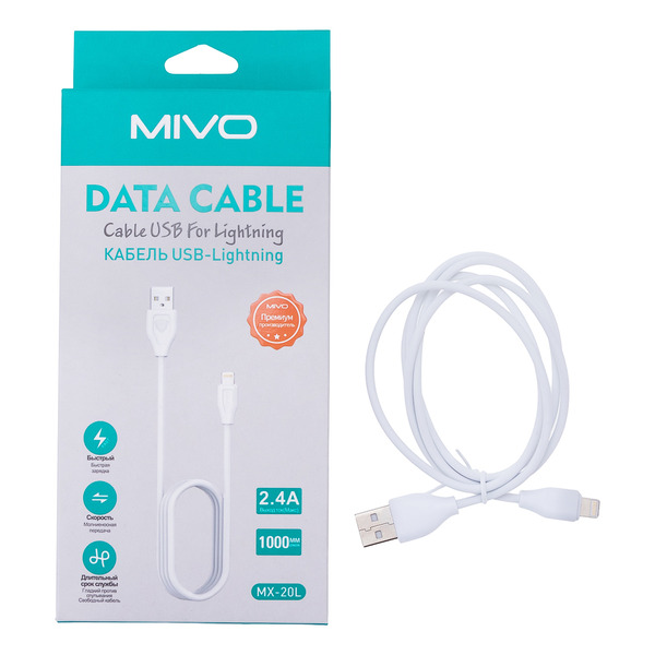 Кабель lightning - usb Mivo 1 м белый