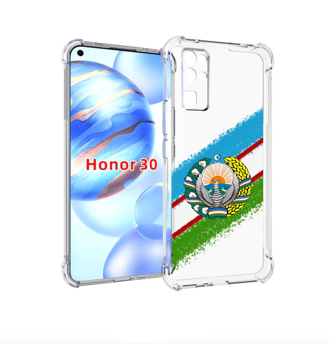 

Чехол бампер MyPads Герб флаг Узбекистана для Honor 30 (BMH-AN10, Прозрачный, Tocco