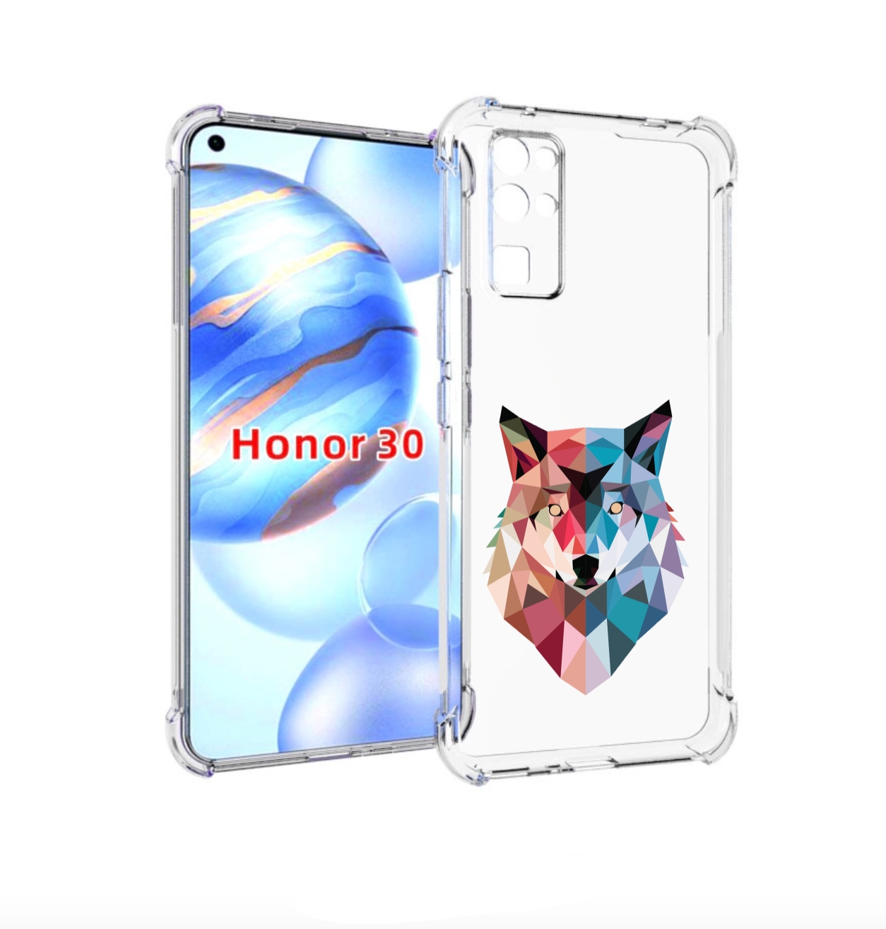 

Чехол бампер MyPads Геометрический-волк для Honor 30 (BMH-AN10), Прозрачный, Tocco