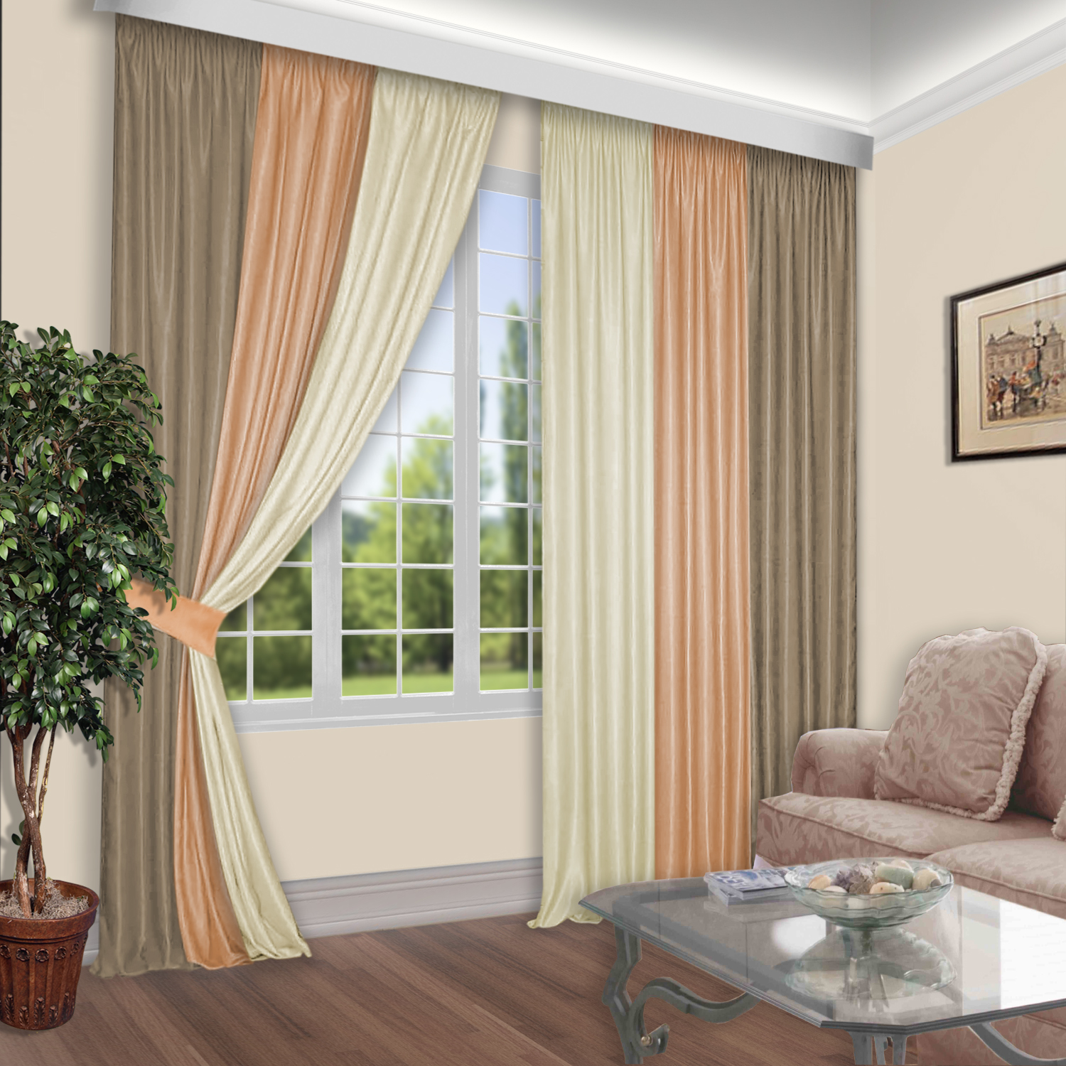 

Классическая штора КаСЛ Polliana, 180x260 см, трехцветный, 520069, Polliana