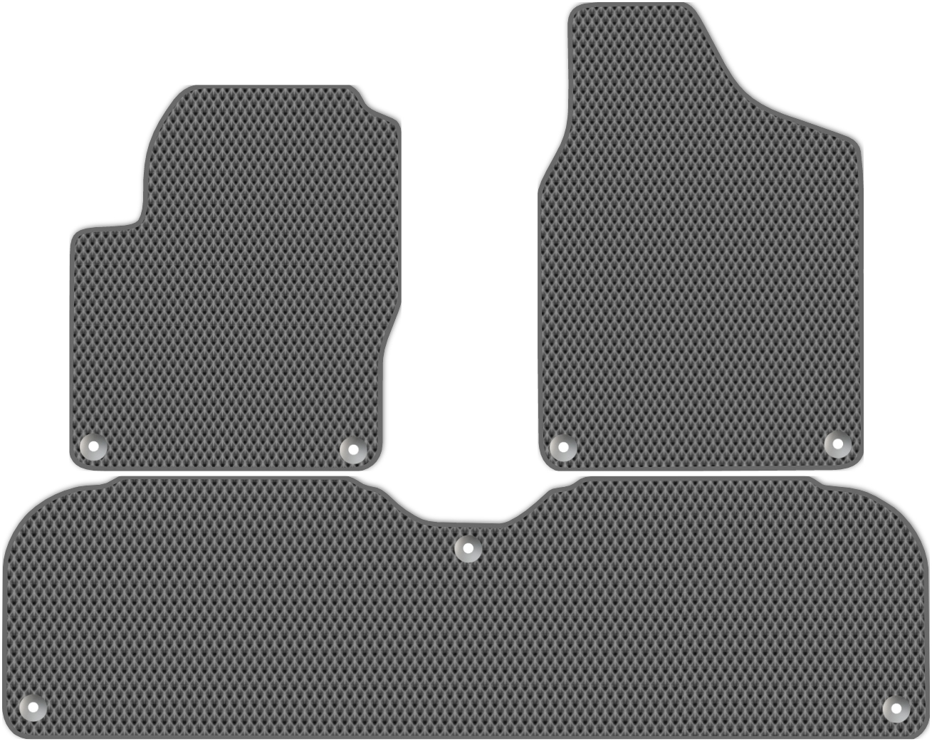 

Коврики ЭВА в салон для Volkswagen Sharan 2 2010 - 2015, 3 шт. серый, темно-серый кант, 5011-W3Y-H