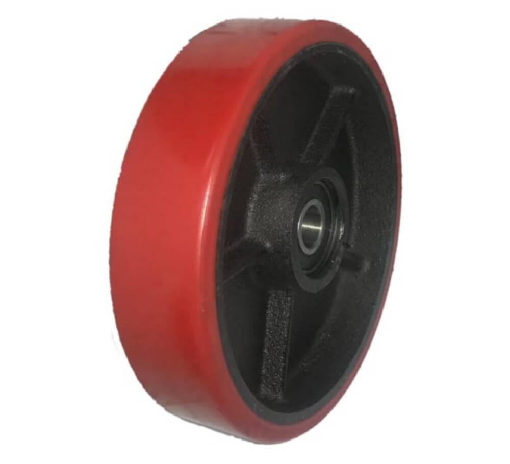 Колесо красное б/г полиуретановое без кронштейна 200 мм MFK-TORG 1040200 V нейлоновое поворотное колесо mfk torg