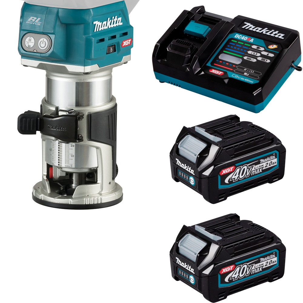 Аккумуляторный кромочный фрезер Makita RT001G19A201 акк 2х2Ач и зу 7739000₽