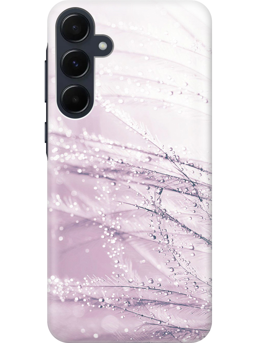 

Силиконовый чехол на Samsung Galaxy A35 с рисунком "Капли на розовой траве", Розовый, 20012130