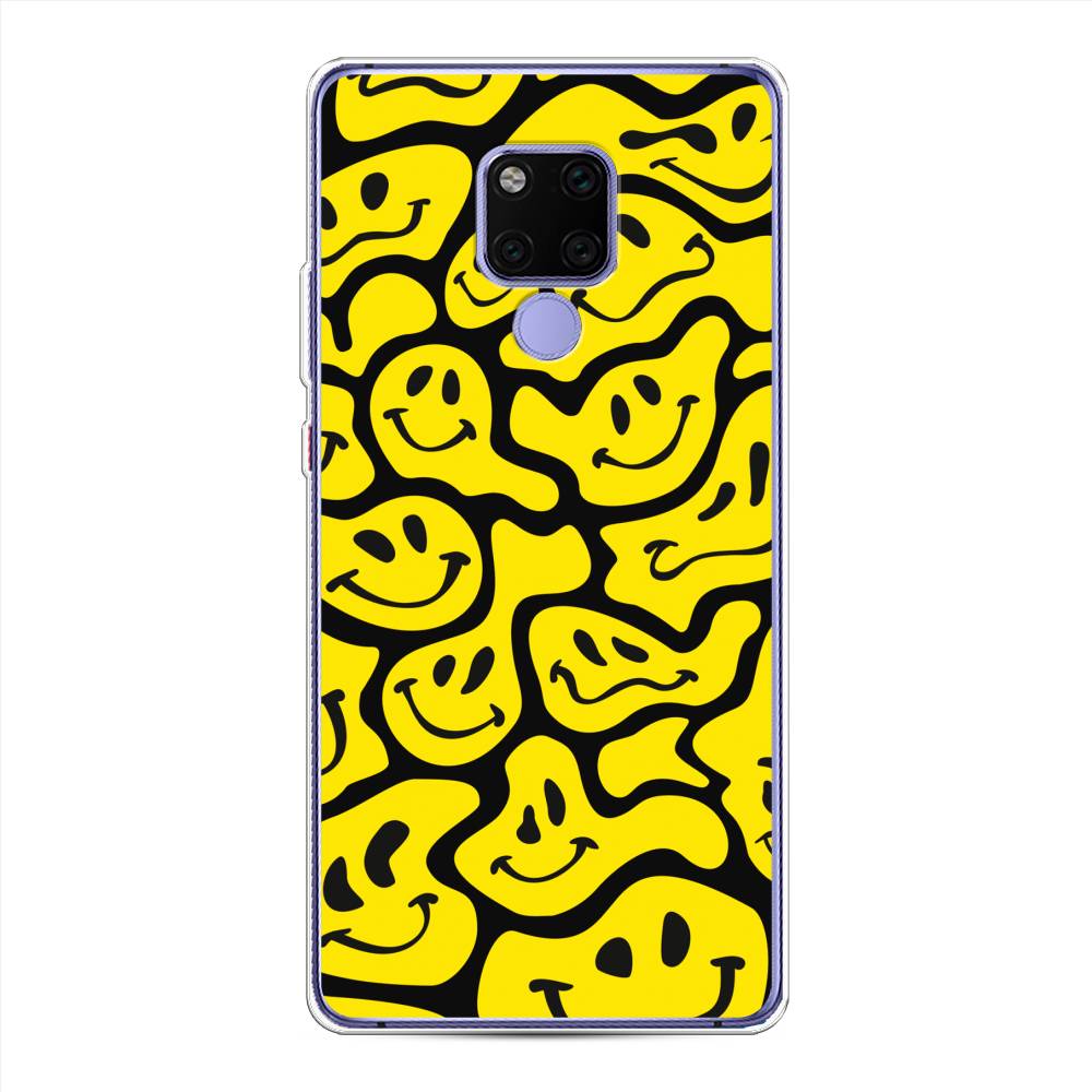 Чехол для Huawei Mate 20X Расплывчатые смайлики желтые