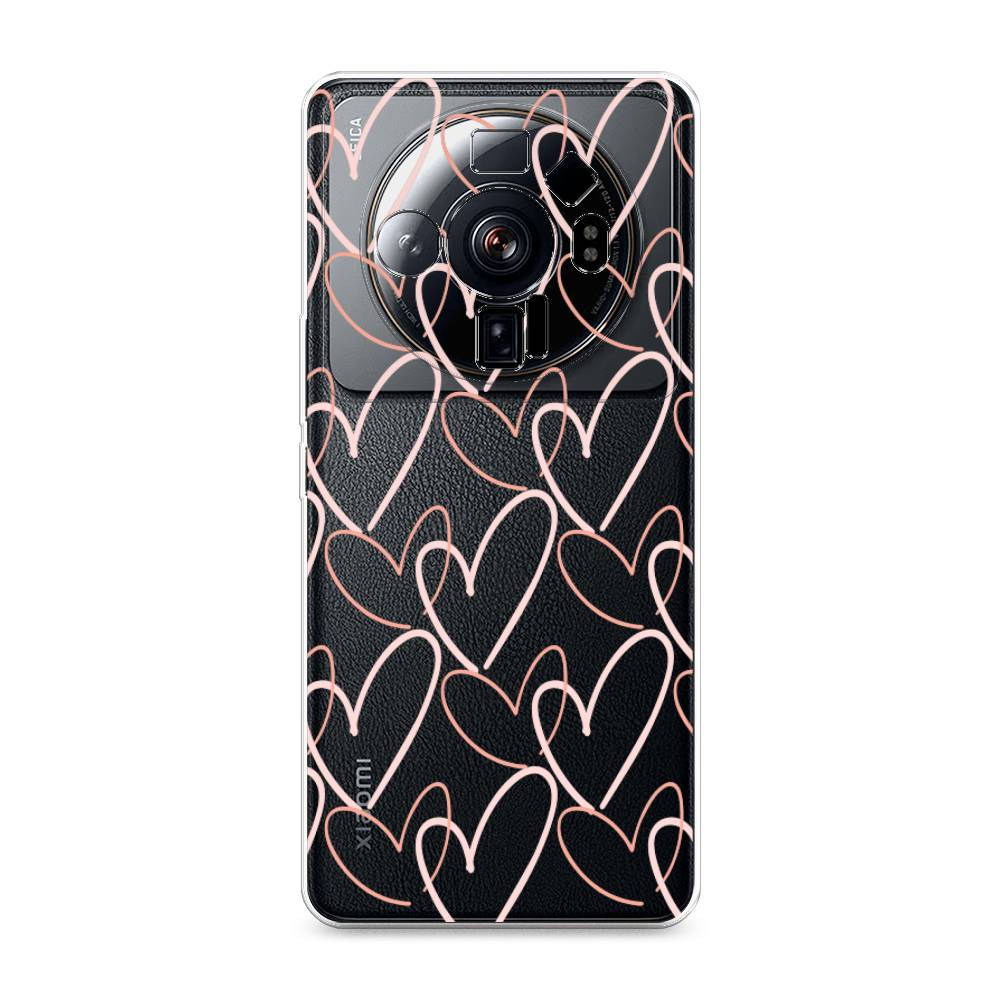 

Чехол на Xiaomi 12S Ultra "Узор из сердечек", Розовый;бежевый, 314550-6