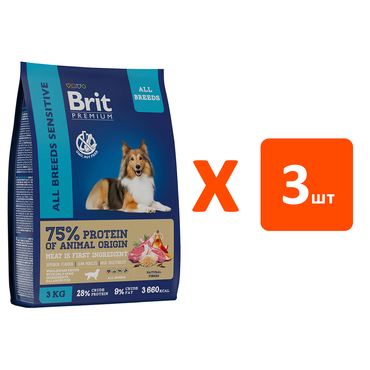 

BRIT BRIT PREMIUM DOG ADULT SENSITIVE для взрослых собак всех пород с чувствительным пищев