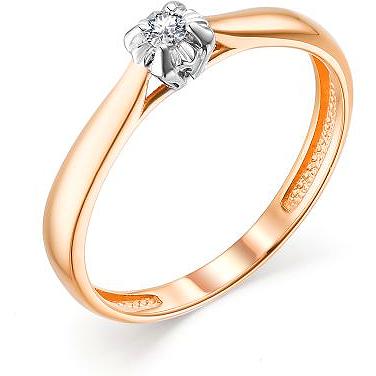 

Кольцо с 1 бриллиантом из красного золота р. 17,5 Алкор 13536-100, 13536-100