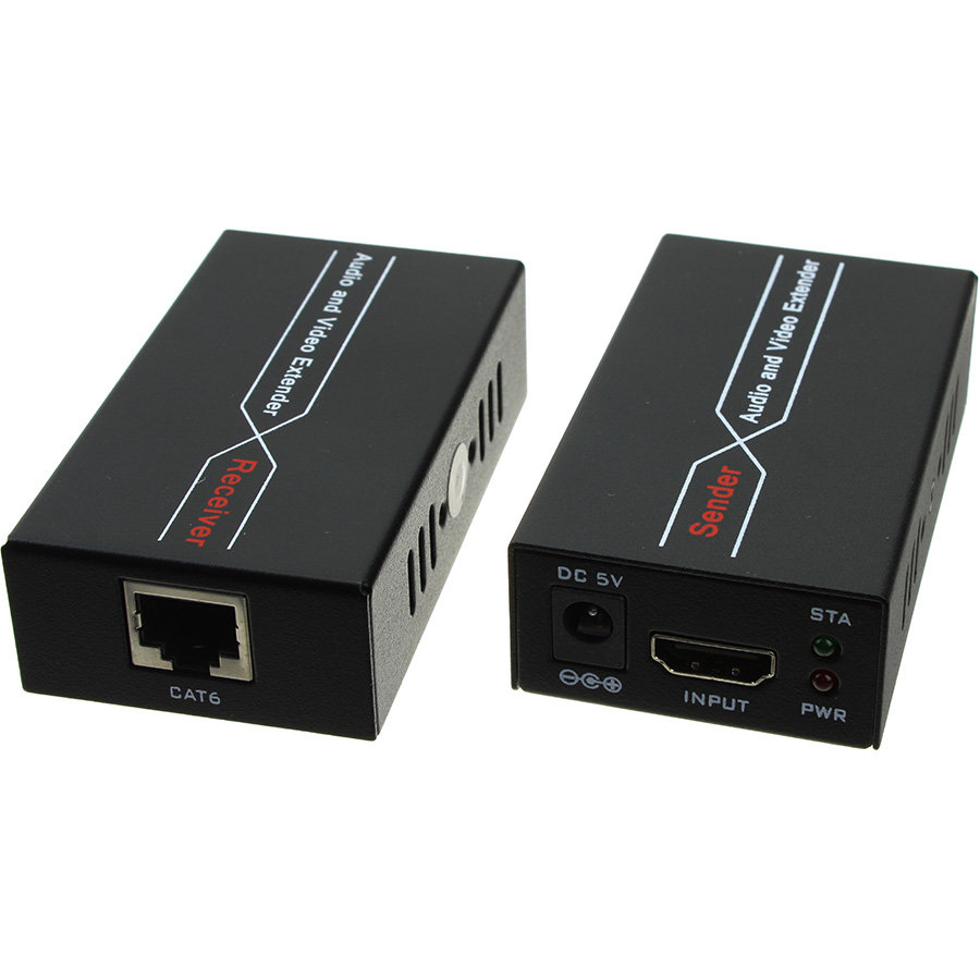 фото Удлинитель hdmi по витой паре rj45(8p8c) до 60м, cat6/7, full hd, retune