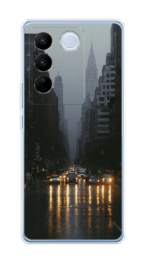 

Чехол на Vivo V27/V27 Pro "Дождливый Нью Йорк", Черный;серый, 268550-1